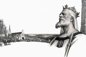 Edward The Confessor and Westminster Abbey art by John Millar Watt
