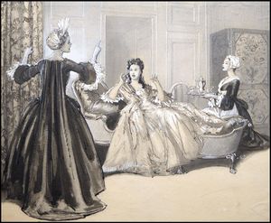 Queen Anne's Bedchamber art by John Millar Watt