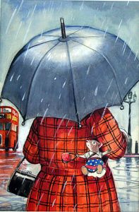 Katie Country Mouse Goes to London: Raining art by Philip Mendoza