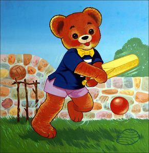 Teddy Bear Not Out art by William Francis Phillipps
