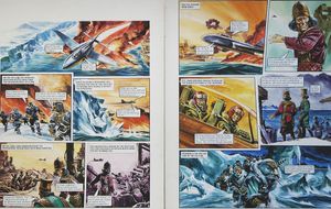 Burning Oceans from 'The Hericon/Nivatian Conflict' (TWO pages) art by Gerry Wood