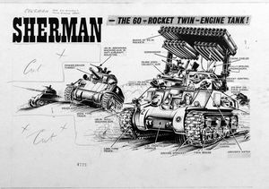 Sherman Tank art by Peter Sarson