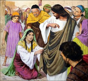 Miracle of the Bleeding Woman art by Clive Uptton