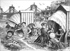 Victorian Bathing at Brighton art by Clive Uptton