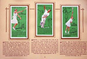 Complete Set of 50 Famous Tennis Players in Action Cigarette cards in album (1936) by Various