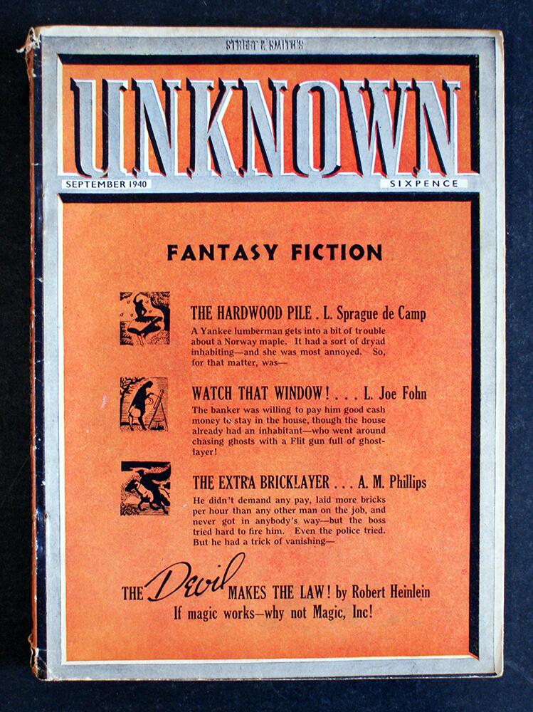Unknown Fantasy Fiction (UK Edition): September 1940 by L. Sprague de Camp, L. Joe Fohn, A. M. Phillips, Robert Heinlein