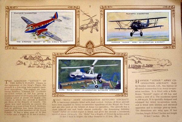 john player cigarette cards aircraft of the royal air force Complete Set of 50 Aircraft of The Royal Air Force Cigarette cards in album  (1938)