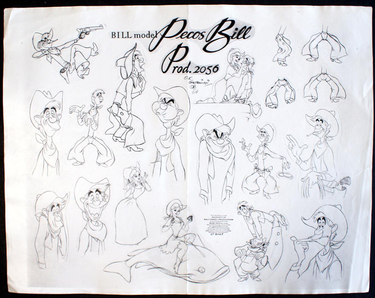 Disney Ozalids: Pecos Bill (TWO Ozalids) art by Clyde Geronimi