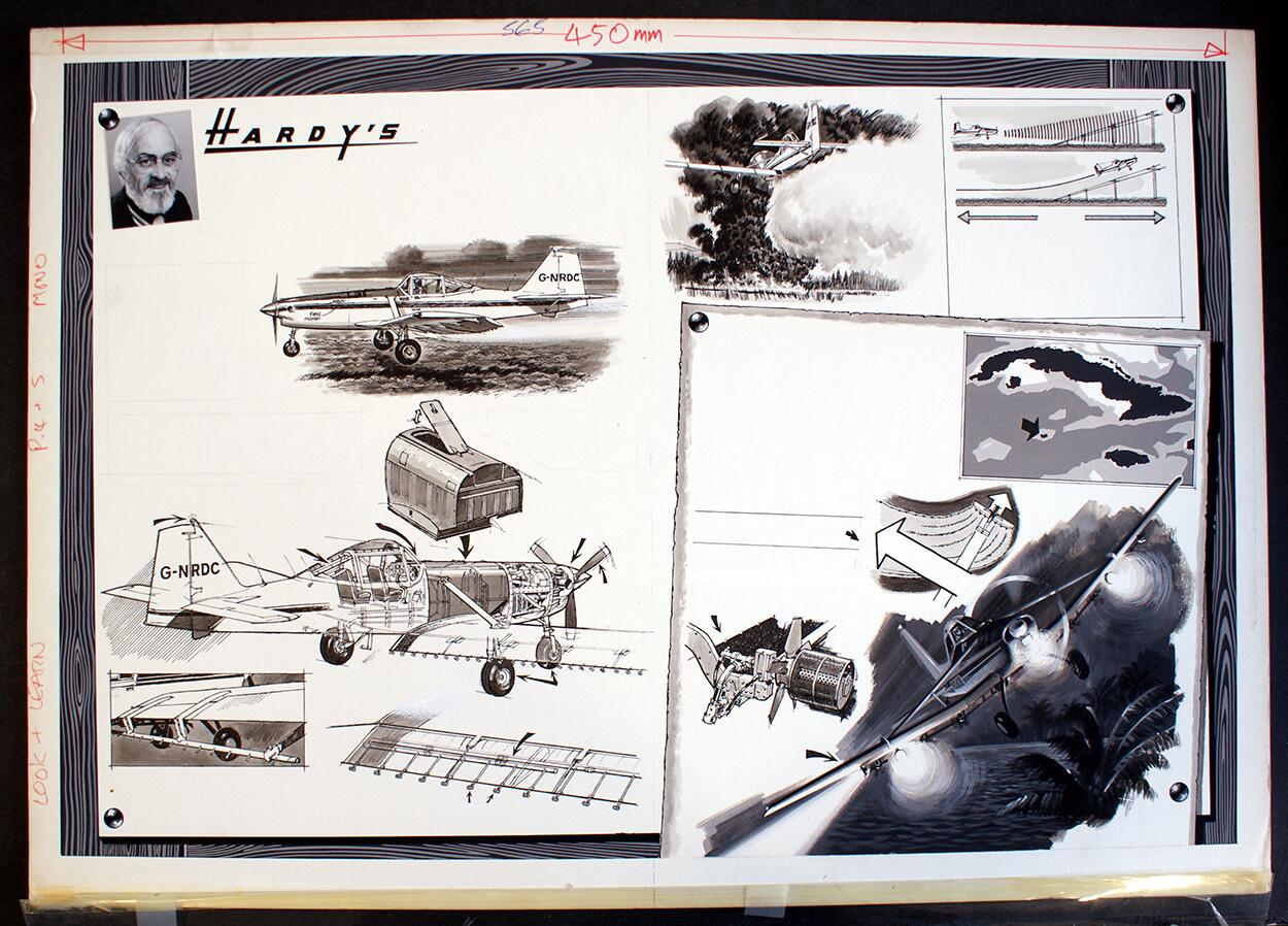 Hardy's Drawing Board: 'Agricultural Flying' art by Wilf Hardy