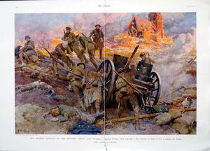 The British Advance (original page from The Sphere 1917) art by Fortunino Matania
