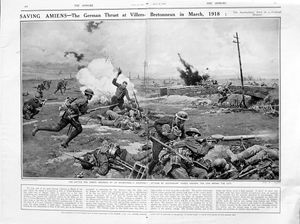 Saving Amiens (original page from The Sphere 1919) art by Fortunino Matania