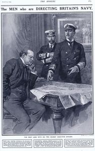 The Men who are Directing Britain's Navy (original page from The Sphere 1914) art by Fortunino Matan