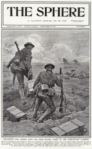 The Ammunition Carriers at the Front 1917 (original cover page from The Sphere 1917) art by Fortunin