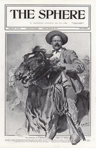 The Shooting of a British Subject in Mexico (original cover page from The Sphere 1914) art by Fortun
