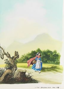 Little Red Riding Hood Walking Down the Path art by Ron Embleton