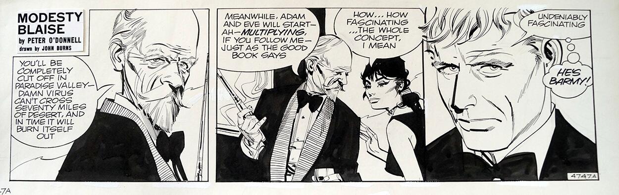 Modesty Blaise daily strip 4747a art by John M Burns