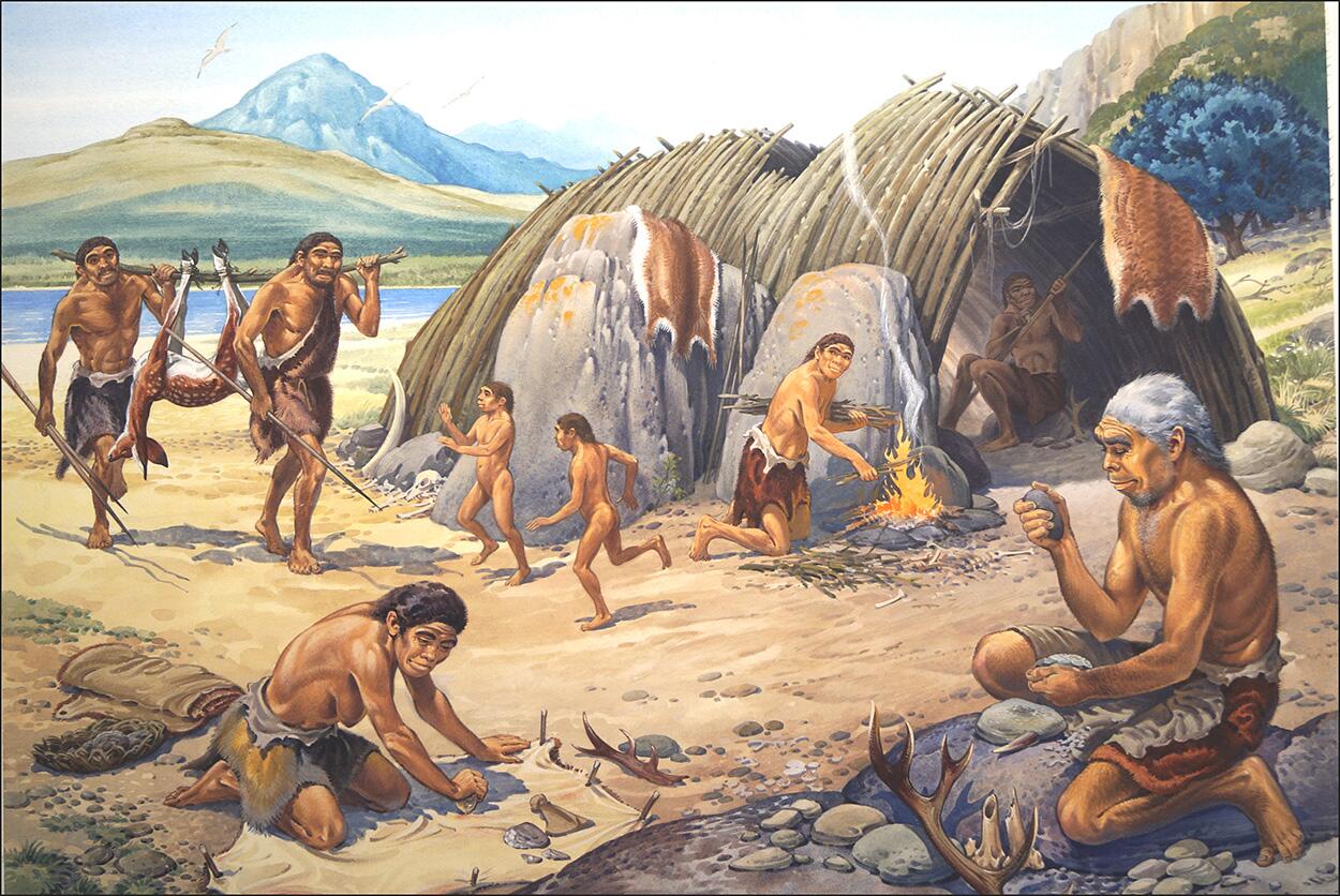 Village Life art by Bernard Long