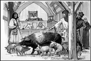 Pigs In Court art by Ralph Bruce