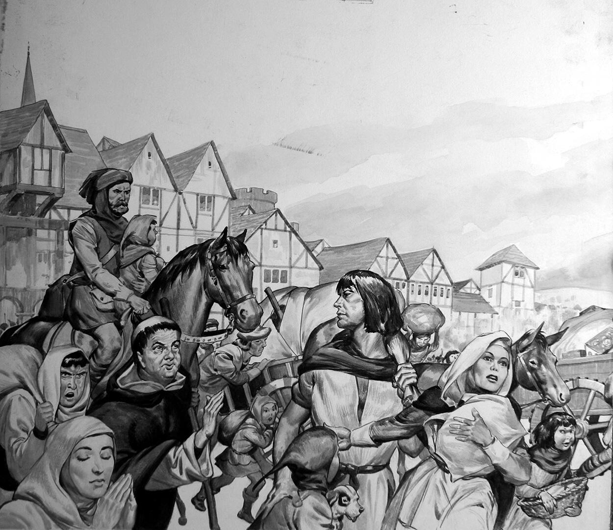 Fleeing London to Avoid The Black Death (TWO boards) art by James E McConnell