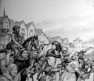 Fleeing London to Avoid The Black Death (TWO boards) art by James E McConnell