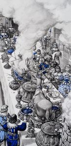 An Extravagant Feast in Stuart England art by Patrick Nicolle