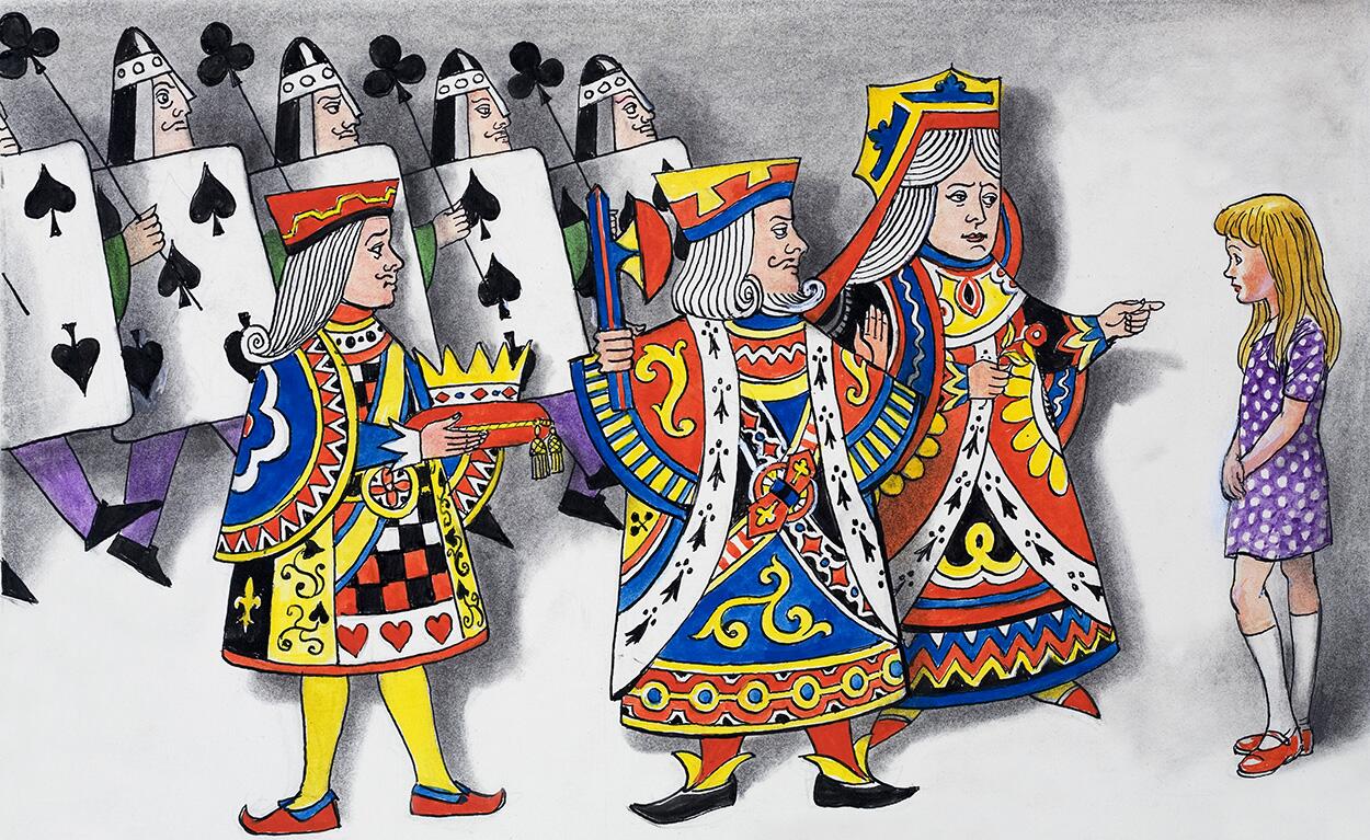 Alice Meets the King and Queen: Alice in Wonderland 49 art by Philip Mendoza