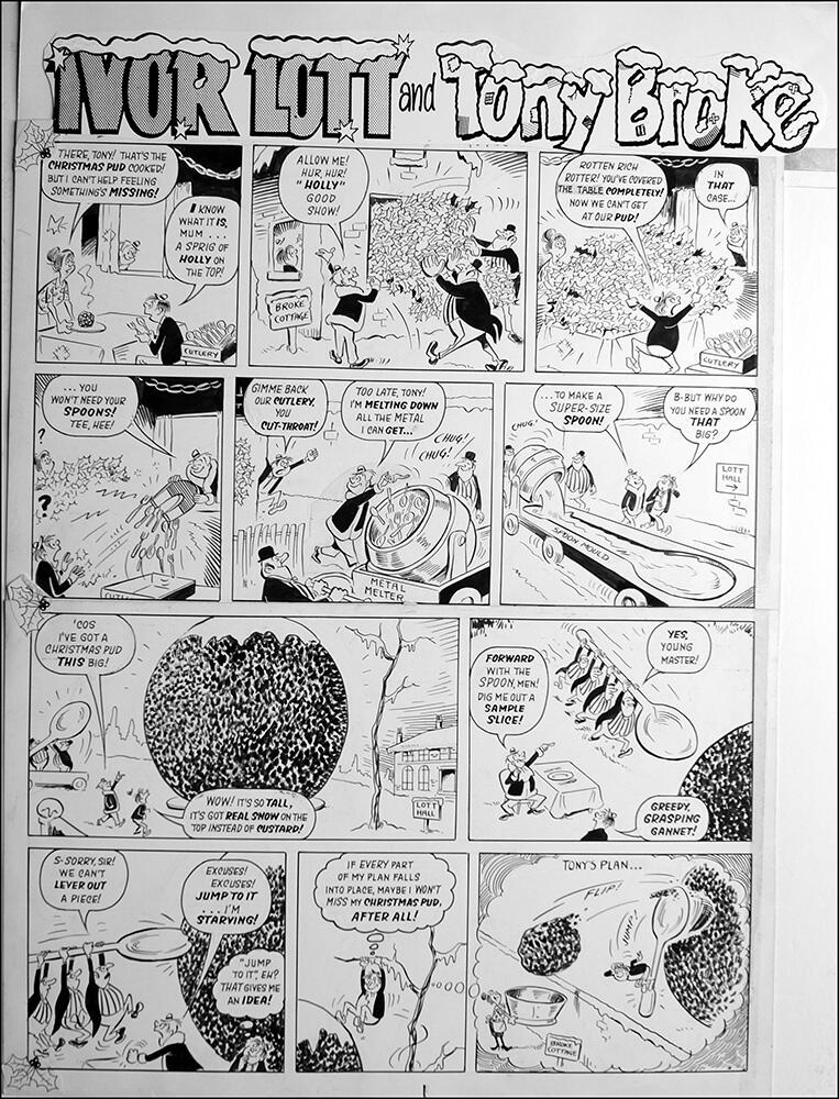 Ivor Lott and Tony Broke - Xmas Pud (TWO pages) art by Reg Parlett