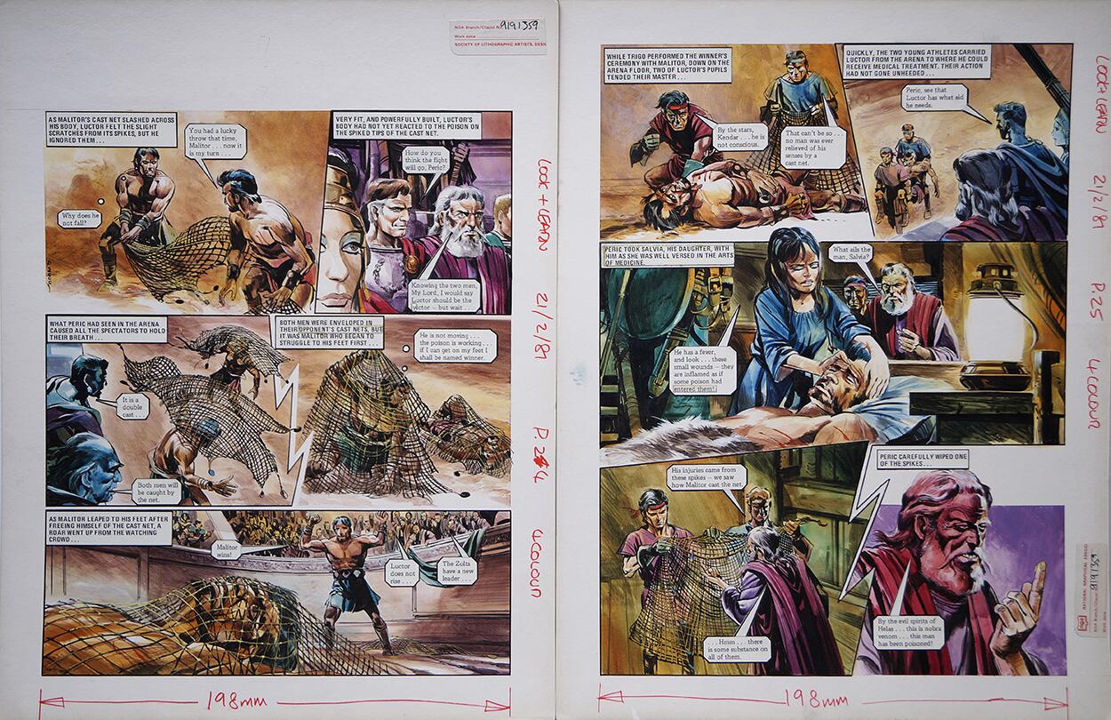 Trapped in The Death-Net from 'The War of The Zolts' (TWO pages) art by Gerry Wood