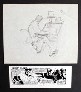 Sleep Clinic: When It's Better To Get Up & Work (Preliminary Sketch) art by Neville Colvin