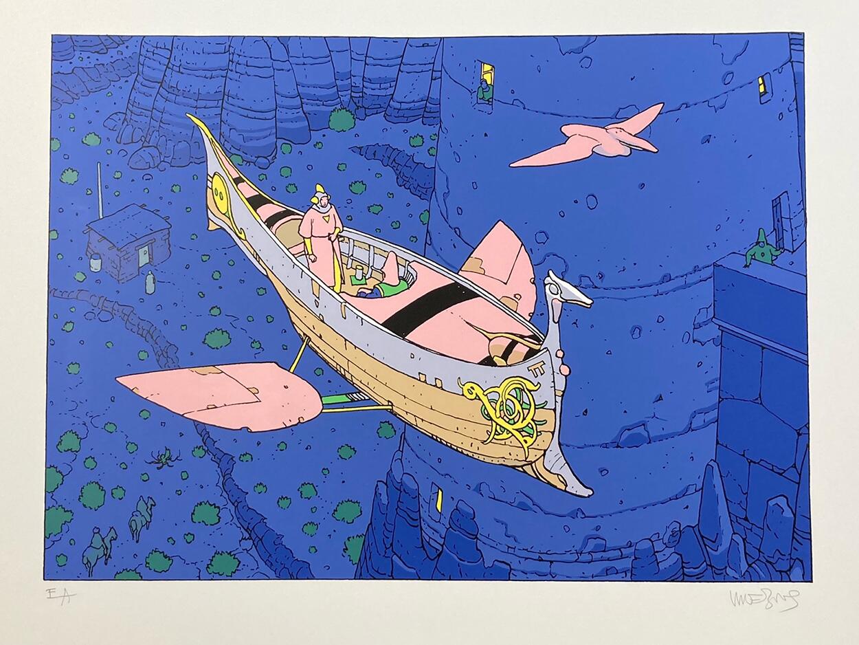 print showing signature art by Moebius (Jean Giraud)