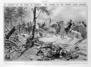 On The Road To Lassigny (original page from The Sphere 1914) art by Fortunino Matania