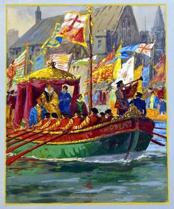 Scene from the Coronation of Elizabeth I - Royal Barge art by Ellis Silas