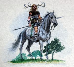 Herne the Hunter on Horseback art by Andrew Howat