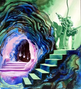 Three Soldiers: Stepping Into The Cave art by Ron Embleton