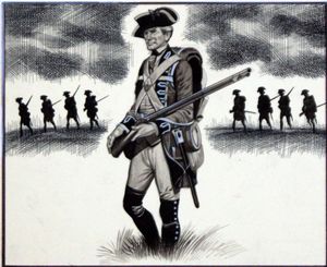 A British Soldier before the Battle of Saratoga art by Ron Embleton
