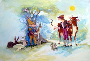 Jack & The Beanstalk - A Cow, A Cow art by Gwen Green