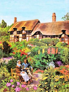 William Shakespeare and Anne Hathaway's Cottage art by Harry Green