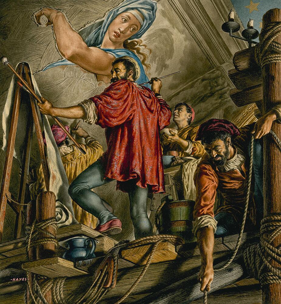 Michelangelo Painting the Sistine Chapel art by Jack Hayes