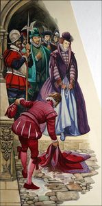 Queen Elizabeth and Sir Walter Raleigh art by Peter Jackson