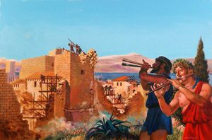 Athenians demolish their defenses art by Andrew Howat