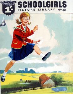 Schoolgirls Picture Library - Flying Schoolgirl art by Peter Kay
