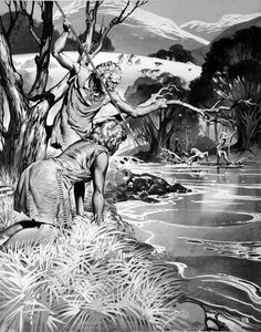 The Painted Pebble People Fishing art by Angus McBride
