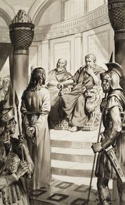 Jesus before Pontius Pilate art by James E McConnell