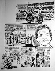 The Barry Sheene Story (TWO pages) art by Barrie Mitchell