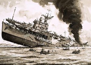 The Sinking of HMS Dasher art by John S Smith