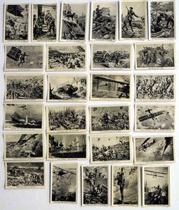Thrilling Scenes, Set of 36 Cigarette Cards: Thrilling Scenes from the Great War 29 cards and 7 cards Great War Deeds (1927)