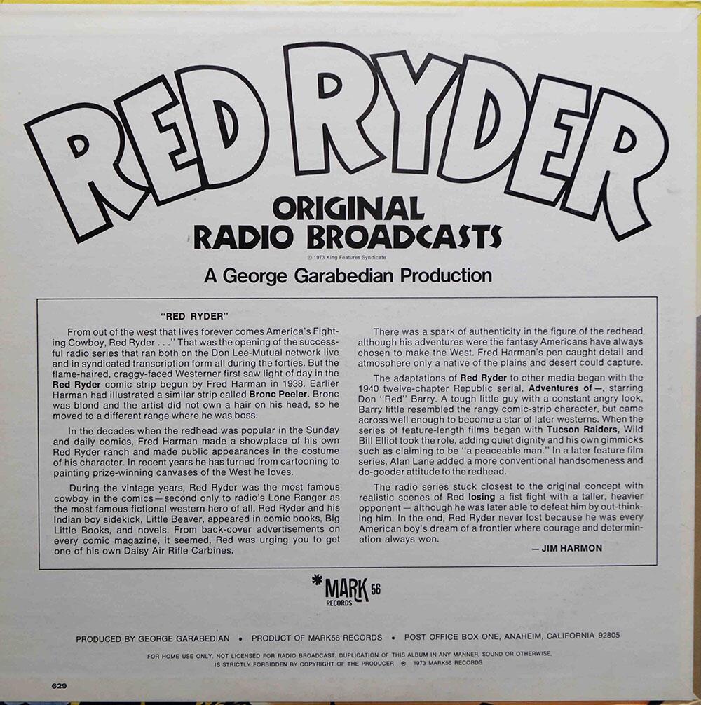 Red Ryder- Original Radio Broadcasts (Vinyl record) by Fred Harman