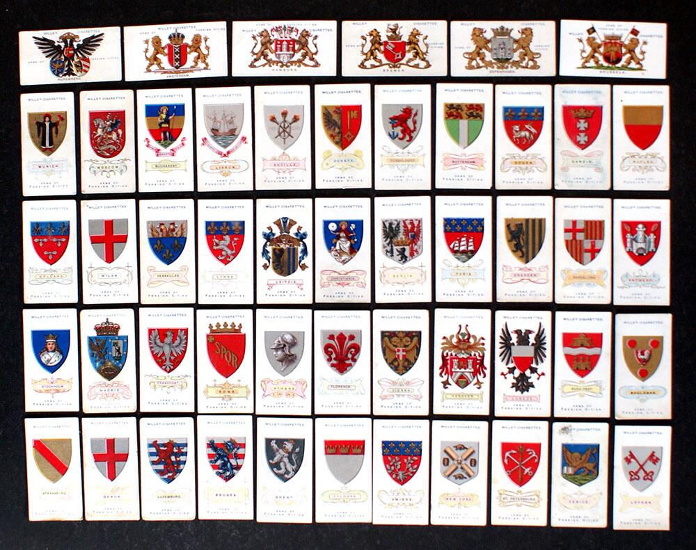 Cigarette Cards: Arms Of Foreign Cities (1912) (50 cards)