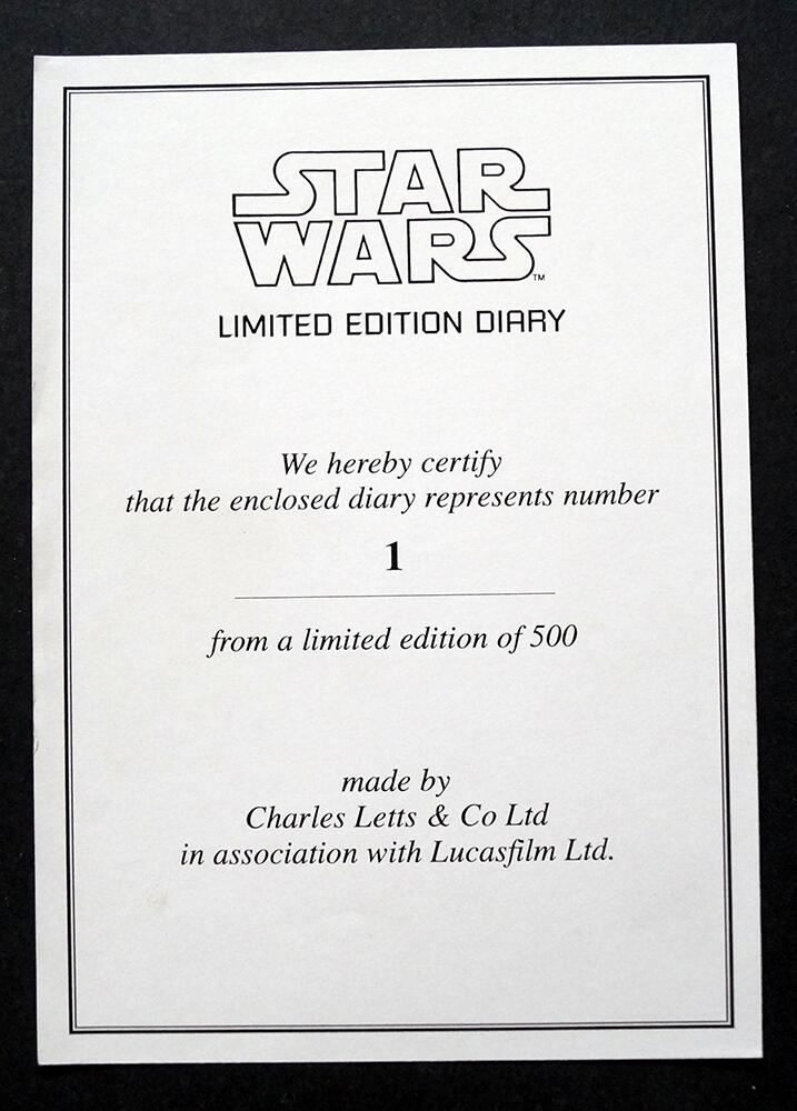 certificate of authenticity, Star Wars: Diary