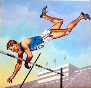 Pole Vaulting art by Ron Embleton